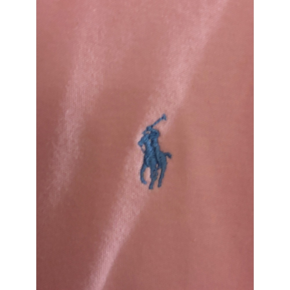 Polo Ralph Lauren Mens Large Pink Short Sleeve Pique Polo Shirt Blue Pony Logo - Picture 3 of 3